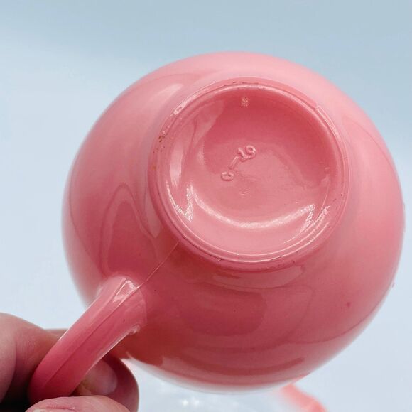 Vintage Hazel Atlas Ruffled Saucer Pink Ripple Crinoline Cup 1950s Milk Glass - Picture 7 of 12